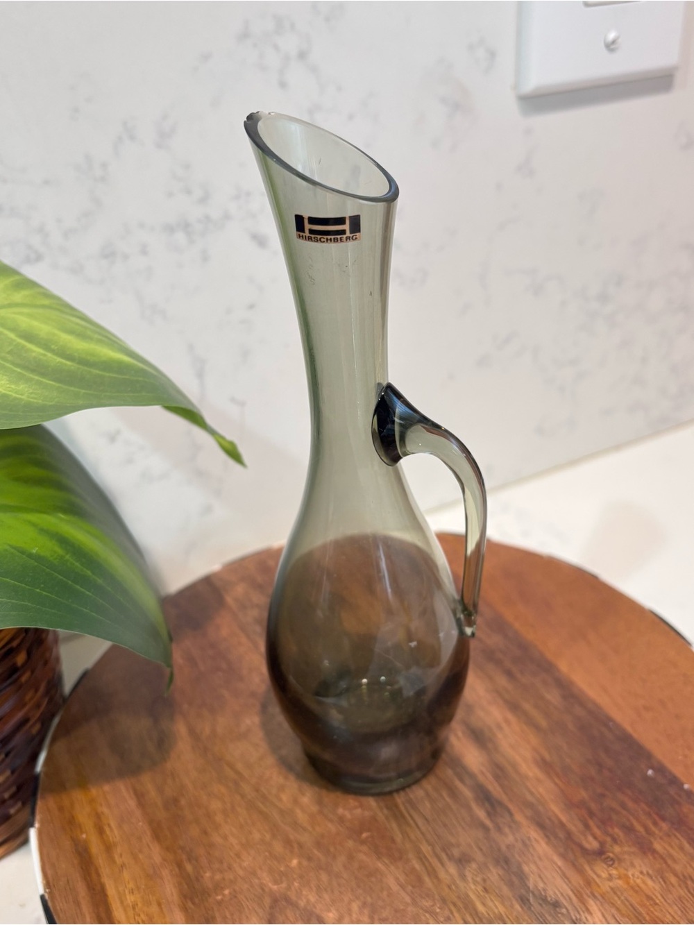 Hirschberg Smoked Glass Carafe Pitcher Vase Mid-Century Modern Vase